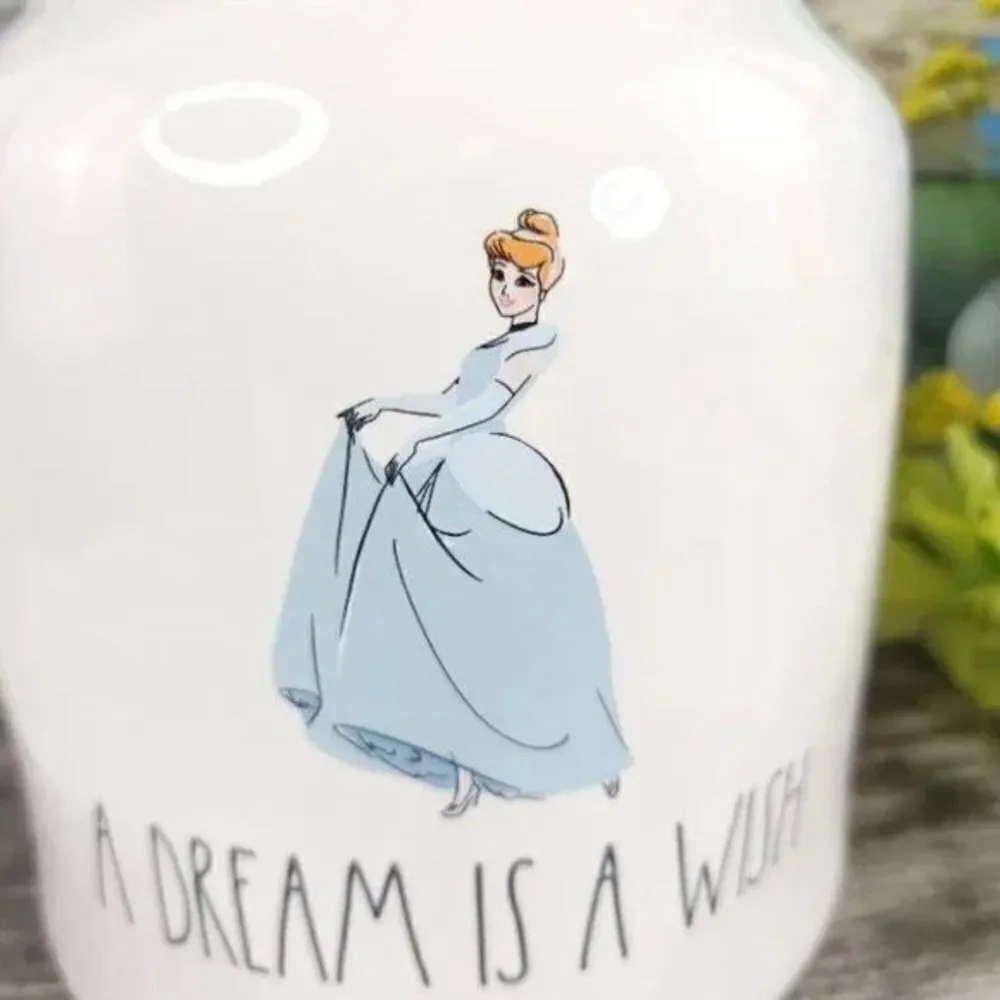 NWT Rae Dunn Cinderella A DREAM IS A WISH White Blue Big Canister Cookie Jar Lid